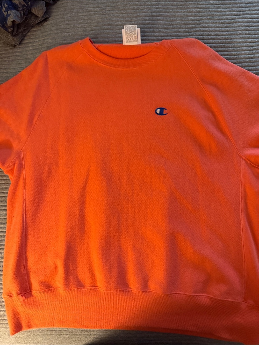Champion Orange Crewneck short sleeve Sweatshirt - Classic Logo